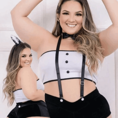 Fantasia gata branca plus size