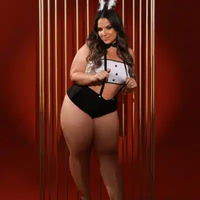 Fantasia gata branca plus size em veludo- frente