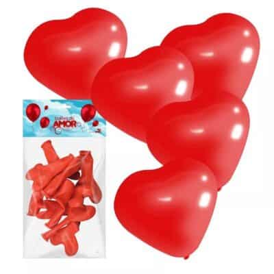 Balões do Amor Formato Coração 10 und - Vermelho